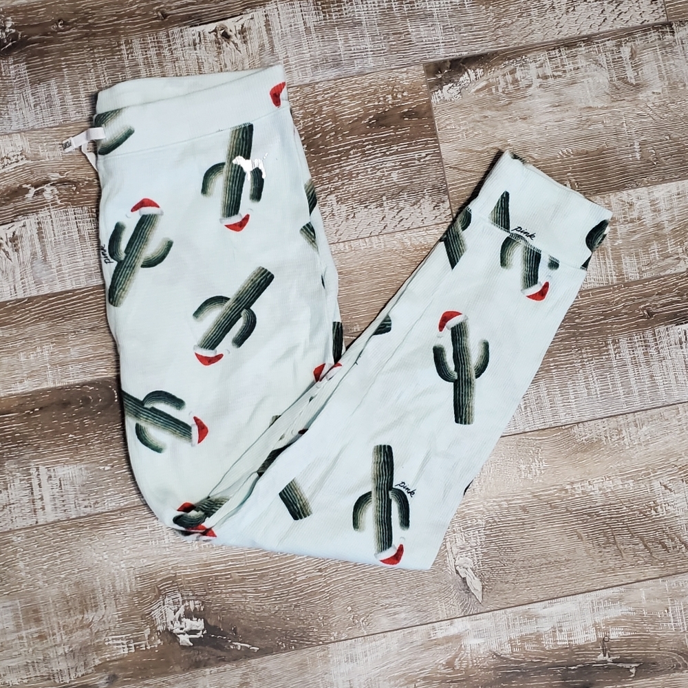 Pink Victoria's Secret Christmas Cactus Leggings